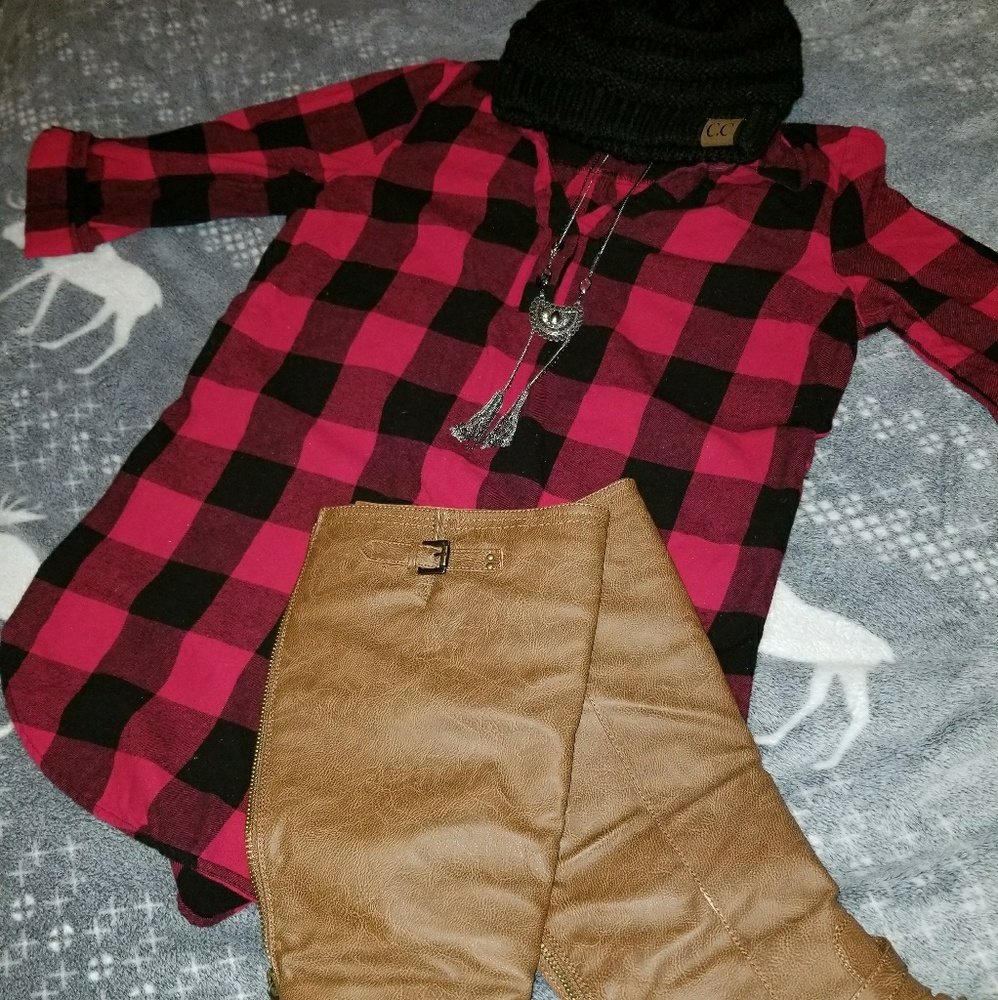 Checkered tunic dress